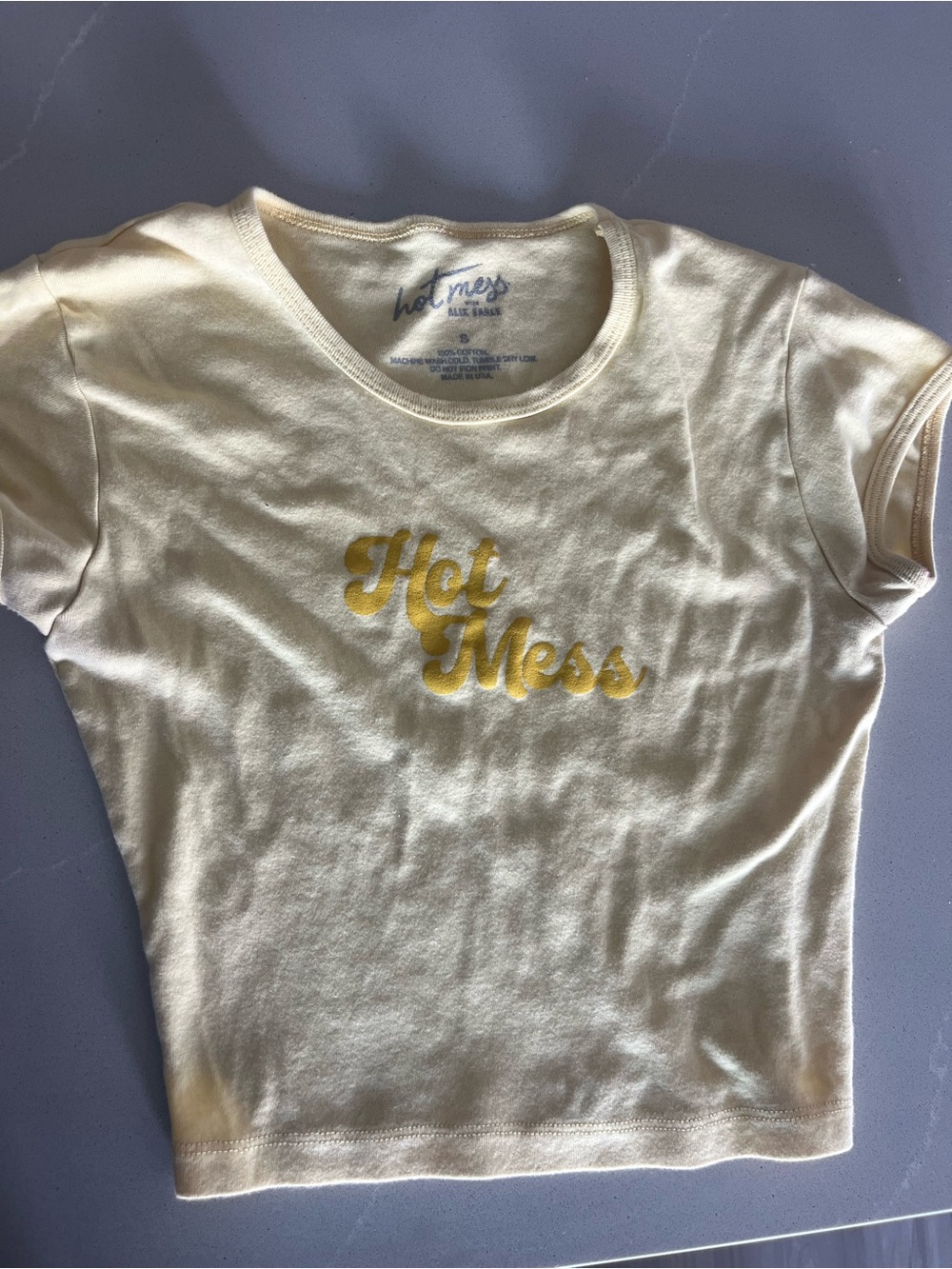 Hot mess butter yellow baby tee